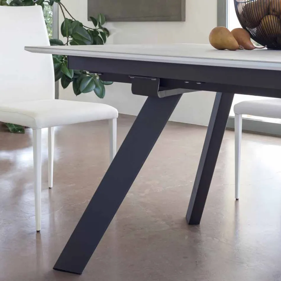 Tavolo Pranzo Allungabile Piano in Ceramica fino 2,8 m Made in Italy - Paoluccio Viadurini