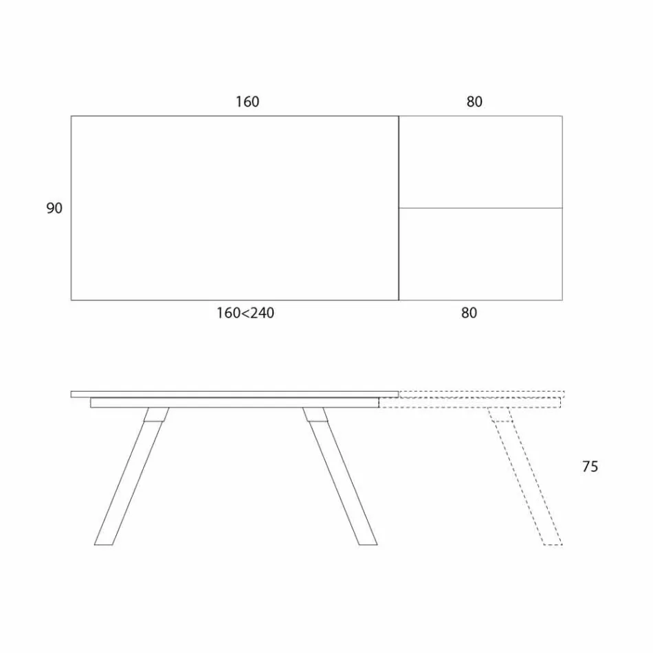 Tavolo Pranzo Allungabile Piano in Ceramica fino 2,8 m Made in Italy - Paoluccio Viadurini