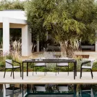 Tavolo Pranzo da Giardino in Alluminio e Hpl o Gres, Varie Finiture - Filomena Viadurini