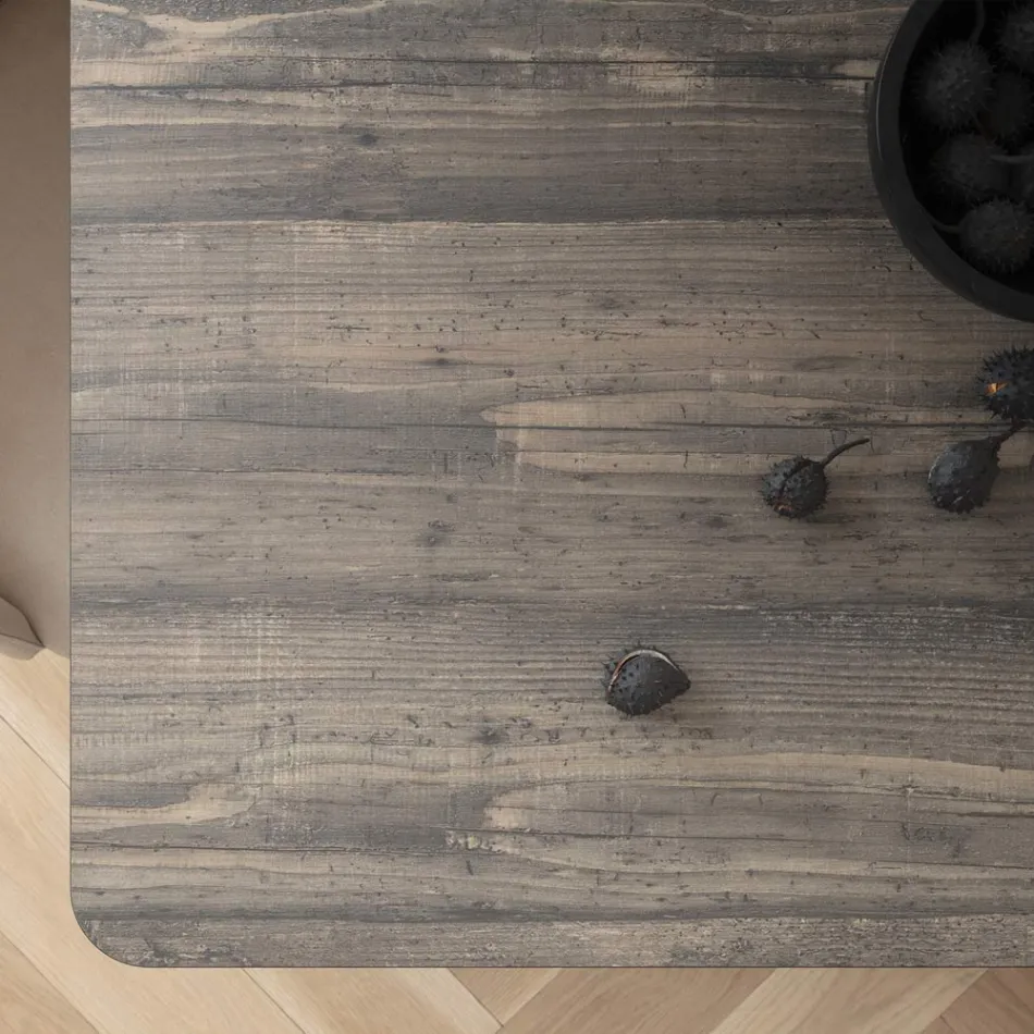 Tavolo Pranzo Fisso in Metallo e Hpl Stratificato Made in Italy - Bastiano Viadurini