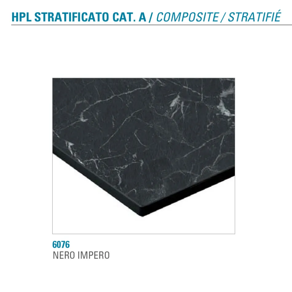 Tavolo Pranzo Fisso in Metallo e Hpl Stratificato Made in Italy - Bastiano Viadurini