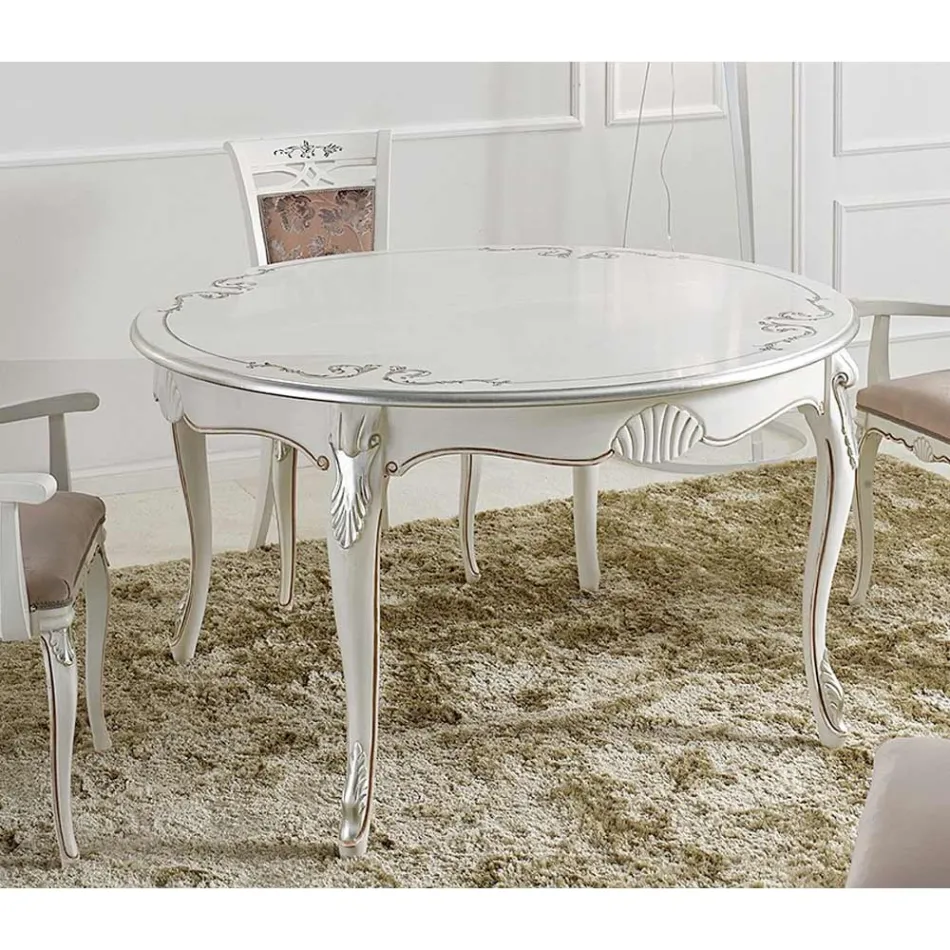 Tavolo Pranzo Rotondo Allungabile 240 cm in Legno Made in Italy - Baroque Viadurini