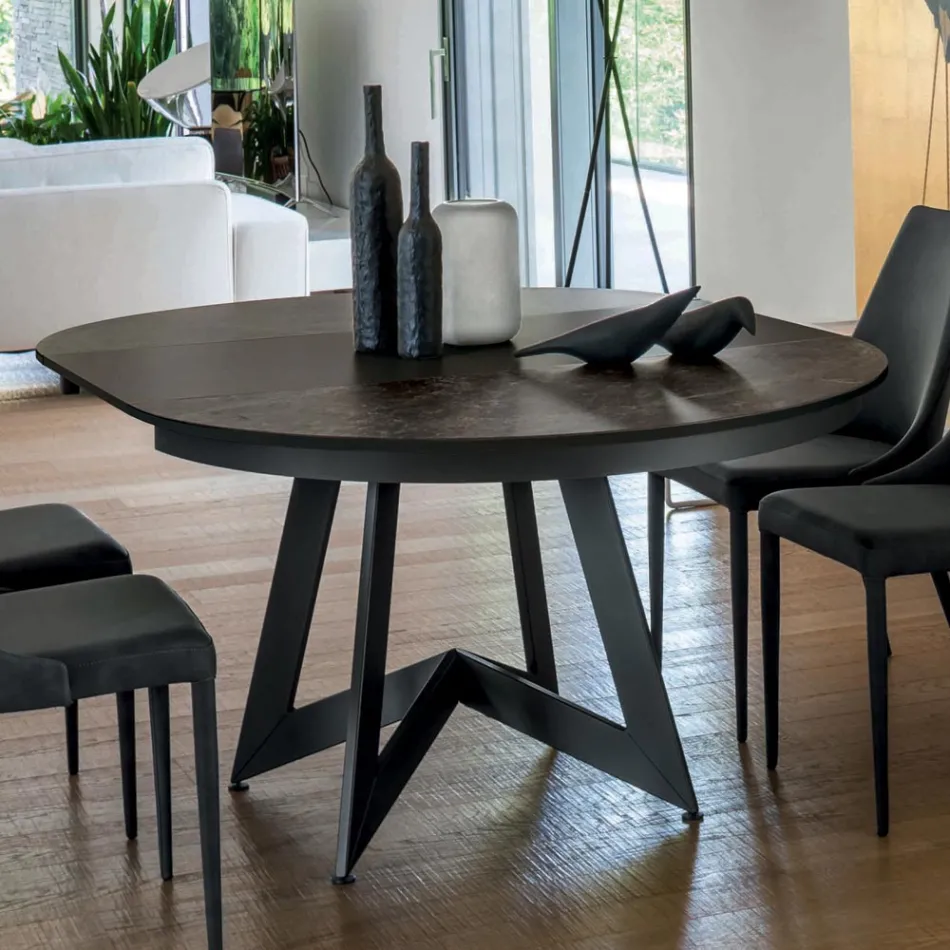 Tavolo Pranzo Rotondo con Piano Allungabile a 180 cm Made in Italy - Muschio Viadurini