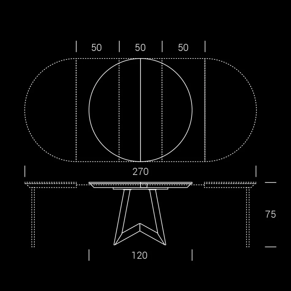 Tavolo Pranzo Tondo Allungabile a 270 cm in Ceramica Made in Italy - Muschio Viadurini