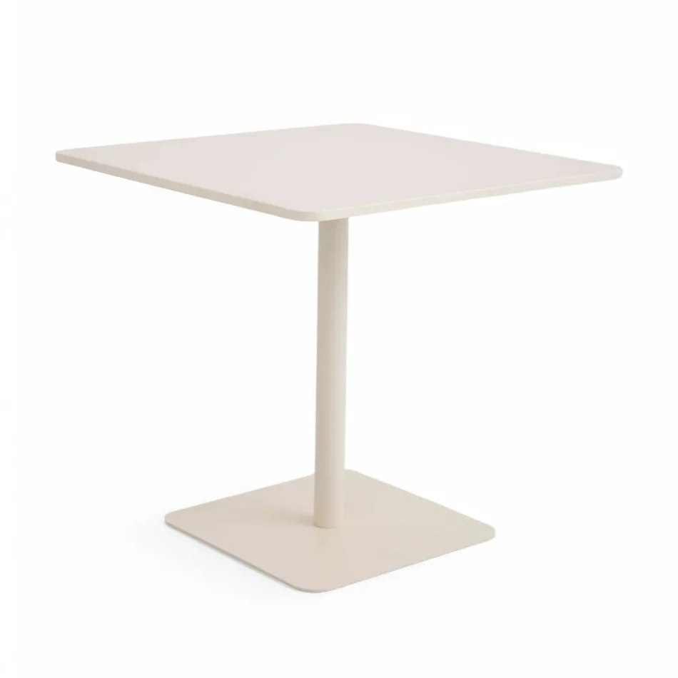Tavolo Quadrato 80x80 cm da Esterno Realizzato in Alluminio Beige - Alfresco Viadurini