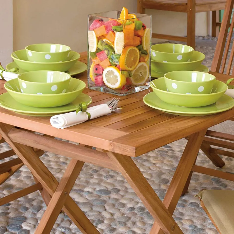 Tavolo Quadrato 80x80 cm da Giardino Realizzato in Teak - Amico Viadurini