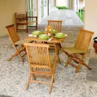 Tavolo Quadrato 80x80 cm da Giardino Realizzato in Teak - Amico Viadurini