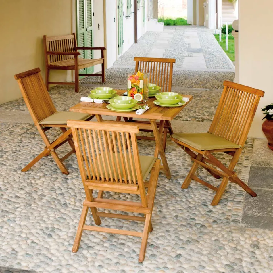 Tavolo Quadrato 80x80 cm da Giardino Realizzato in Teak - Amico Viadurini