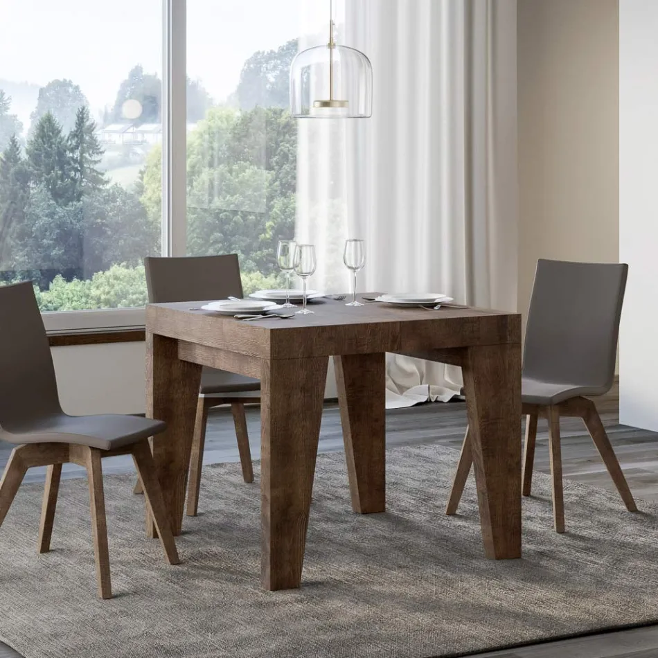 Tavolo Quadrato Allungabile a 246 cm in Legno Made in Italy - Fiore Viadurini