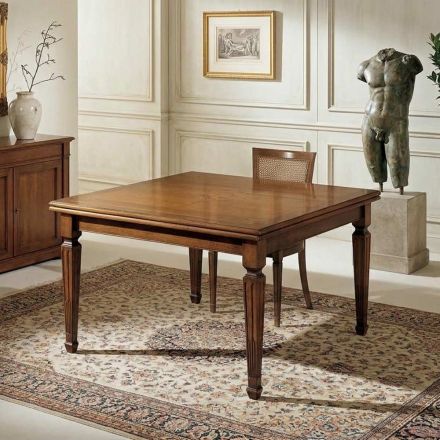 Tavolo Quadrato Allungabile Fino a 208 cm in Legno Made in Italy - Angelite Viadurini