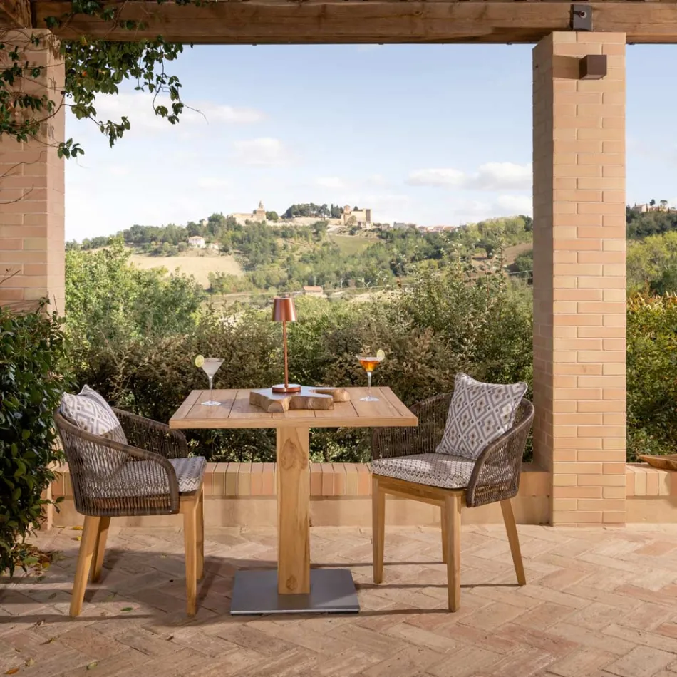 Tavolo Quadrato da Esterno in Teak e Metallo - Marie Viadurini