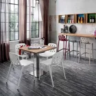 Tavolo Quadrato in HPL Metallo Inox Satinato Made in Italy - Lente Viadurini