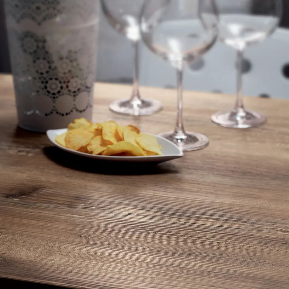 Tavolo Quadrato in HPL Metallo Inox Satinato Made in Italy - Lente Viadurini