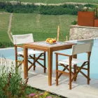 Tavolo Quadrato Realizzato in Legno di Acacia e Piano in Ceramica - Tecnica Viadurini