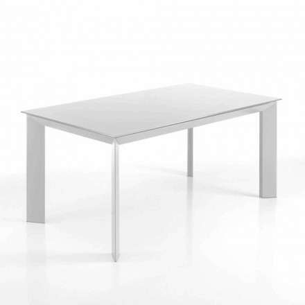 Tavolo rettangolare allungabile fino a 220 cm bianco opaco Jordy Viadurini