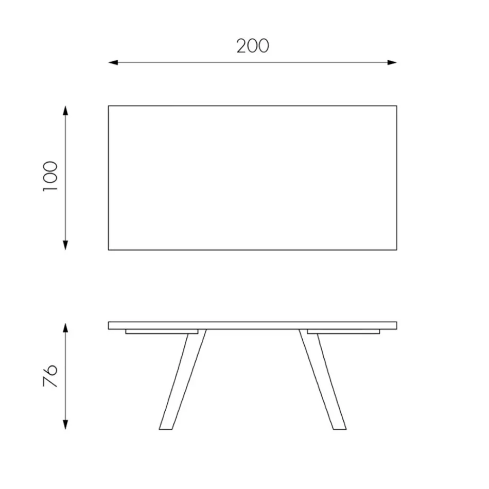 Tavolo Rettangolare con Piano in Rovere Impiallacciato e Base in Alluminio - Logan Viadurini