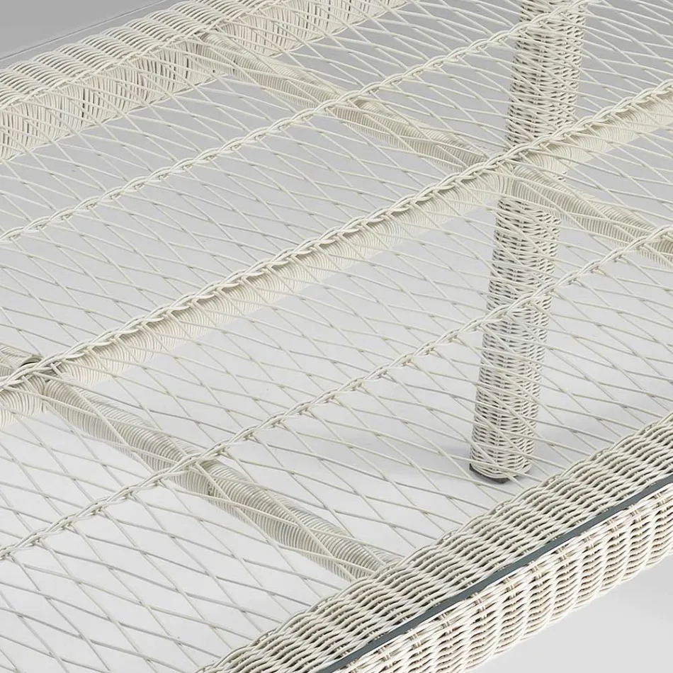 Tavolo Rettangolare da Esterno in Polyrattan e Vetro - Gigi Viadurini