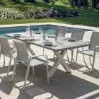 Tavolo Rettangolare da Giardino in Alluminio e Resina Grigia - Nuvia Viadurini