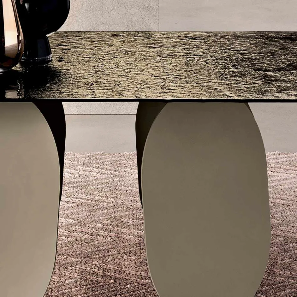 Tavolo Rettangolare in Vetro Martellato Retroargentato Made in Italy - Almo Viadurini