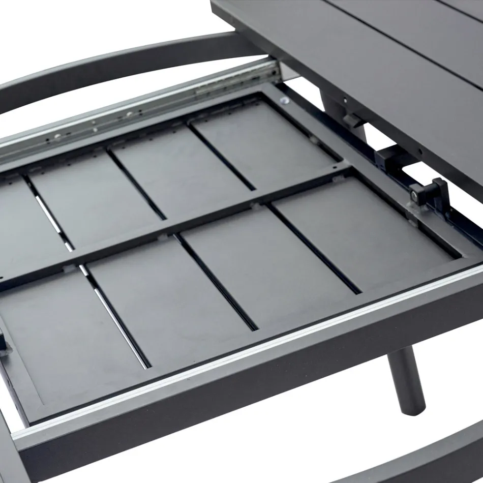 Tavolo Rotondo Allungabile a 170 cm in Alluminio Antracite - Rivara Viadurini