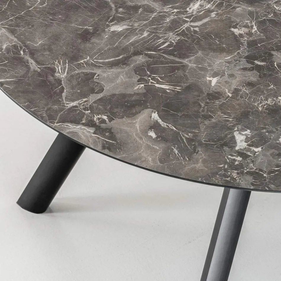 Tavolo Rotondo Allungabile a 170 cm in HPL Stratificato - Convivio Viadurini