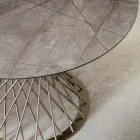 Tavolo Rotondo Allungabile a 170 cm in Metallo e HPL - Sorriso Viadurini