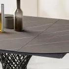 Tavolo Rotondo Allungabile a 170 cm in Metallo e HPL - Sorriso Viadurini