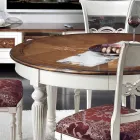 Tavolo Rotondo Allungabile con Intarsio e 4 Sedie Made in Italy - Alite Viadurini