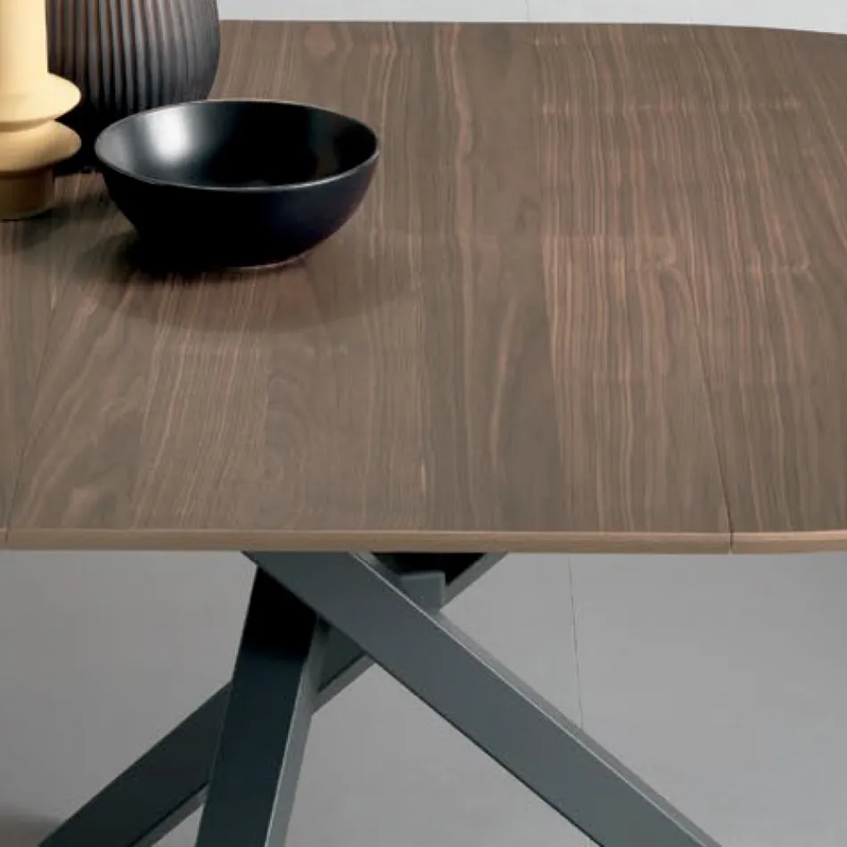 Tavolo Rotondo Allungabile in Legno Impiallacciato - Tonico Viadurini