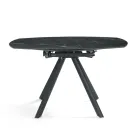 Tavolo Rotondo Allungabile in Pietra Sinterizzata Effetto Marmo - Portico Viadurini