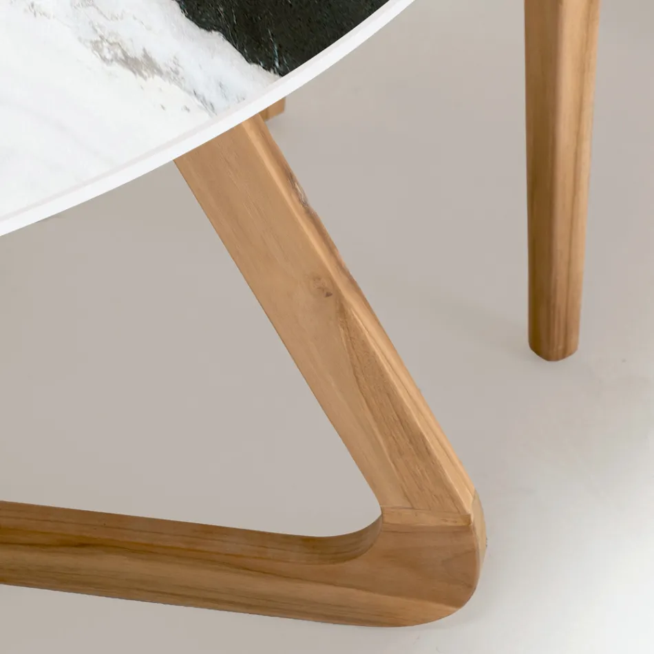 Tavolo Rotondo da Esterno in Ceramica Panda White Made in Italy - Pegaso Viadurini