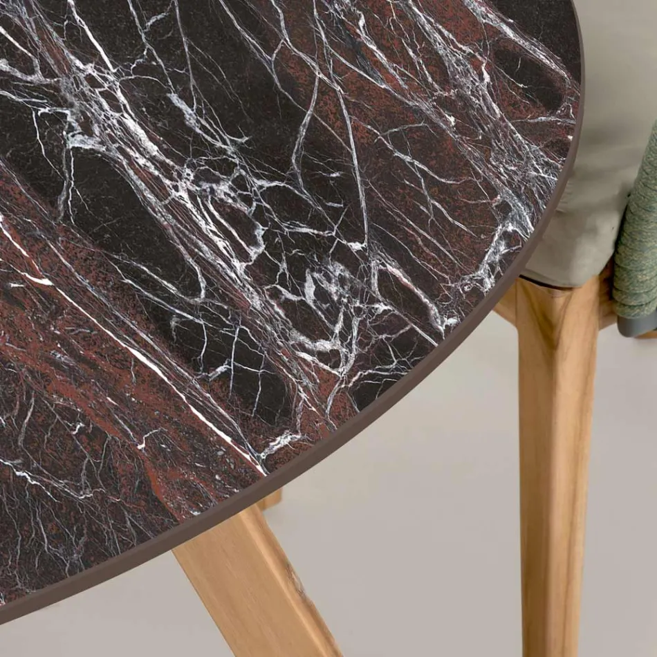 Tavolo Rotondo da Esterno in Ceramica Rosso Domus Made in Italy - Pegaso Viadurini