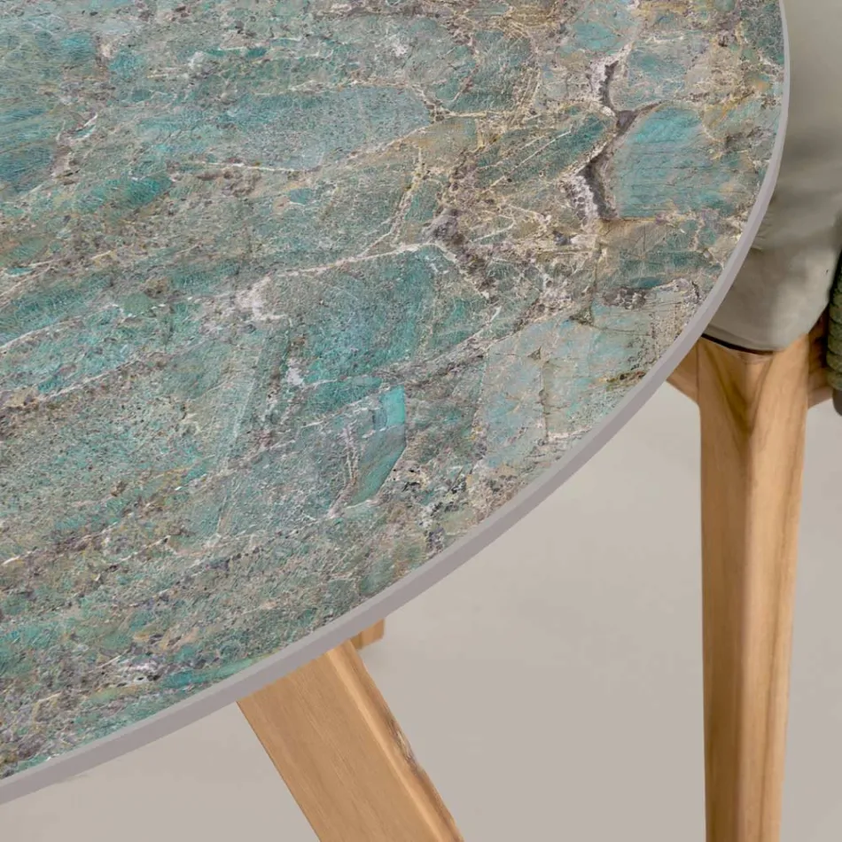 Tavolo Rotondo da Esterno in Ceramica Santos Made in Italy - Pegaso Viadurini