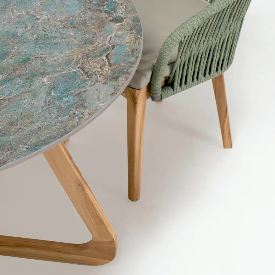 Tavolo Rotondo da Esterno in Ceramica Santos Made in Italy - Pegaso Viadurini