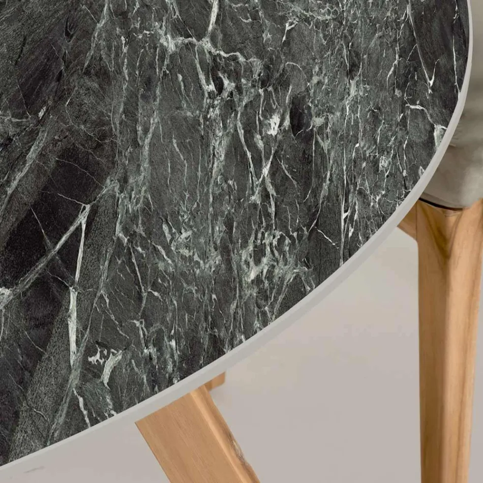 Tavolo Rotondo da Esterno in Ceramica Verde France Made in Italy - Pegaso Viadurini