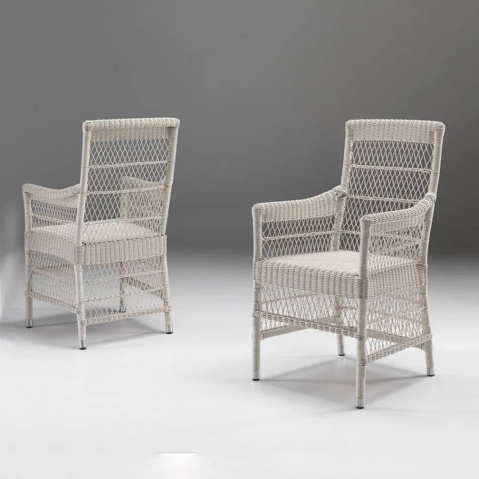 Tavolo Rotondo da Giardino con 4 Poltroncine con Braccioli - Gigi Viadurini