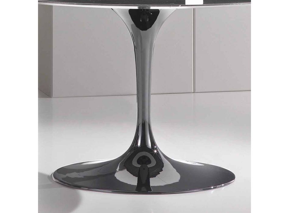 Tavolo Rotondo da Pranzo in Marmo Marquinia e Alluminio Made in Italy – Nerone Viadurini