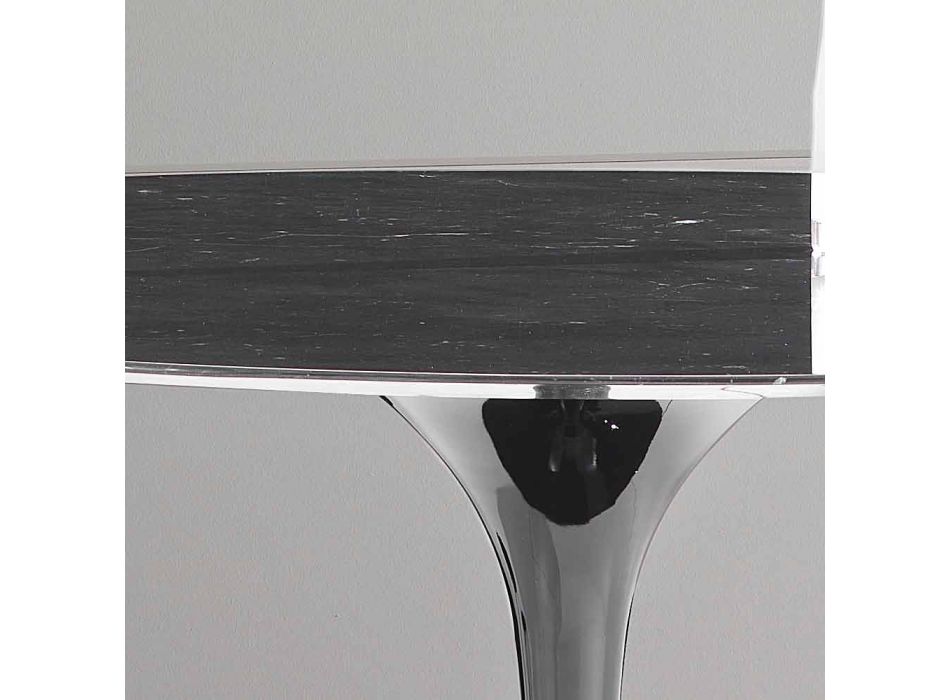 Tavolo Rotondo da Pranzo in Marmo Marquinia e Alluminio Made in Italy – Nerone Viadurini