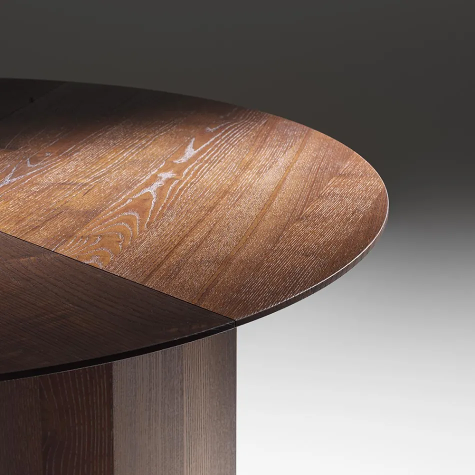 Tavolo Rotondo da Pranzo in Multistrato Impiallacciato in Frassino - Bilancia Viadurini