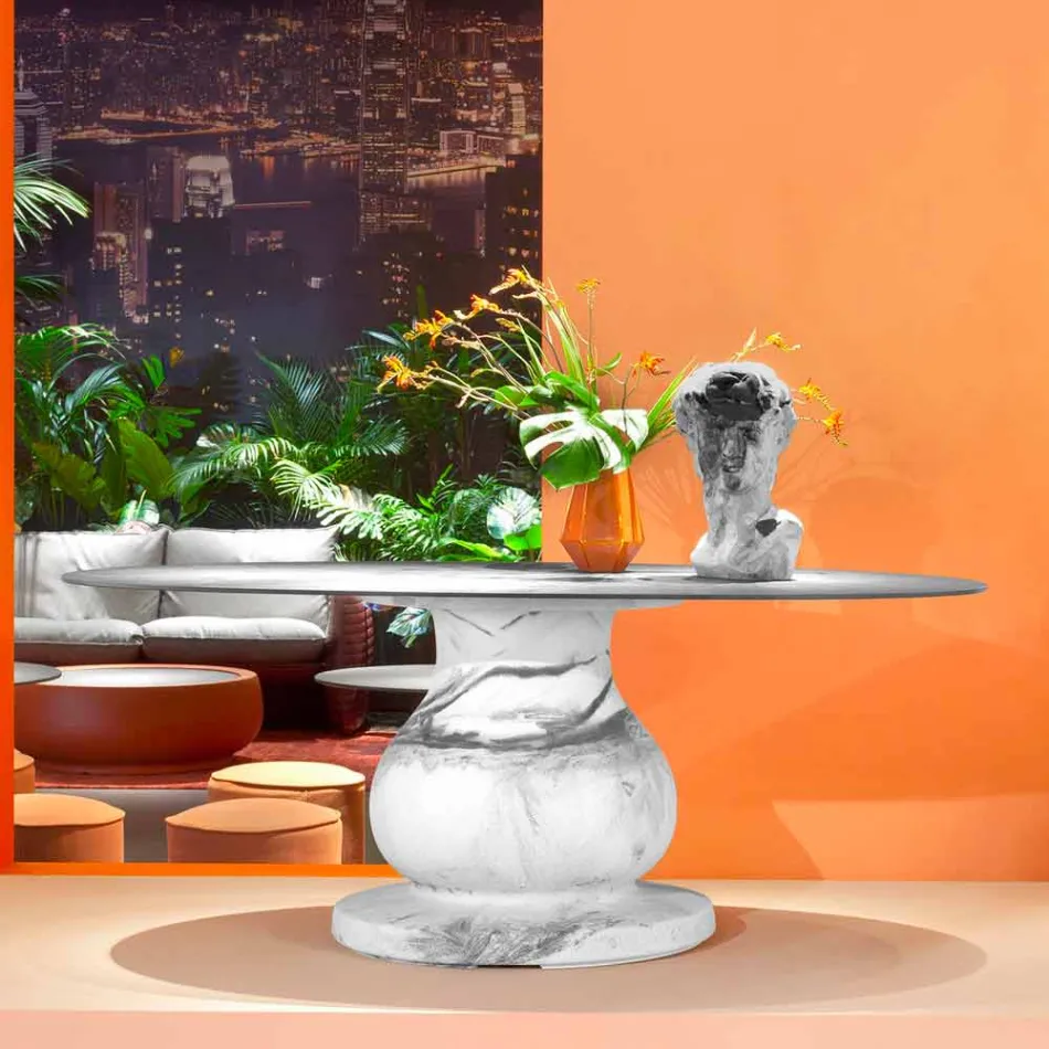 Tavolo Rotondo Design Classico,Ø140 e piano HPL - Ottocento by Slide Viadurini