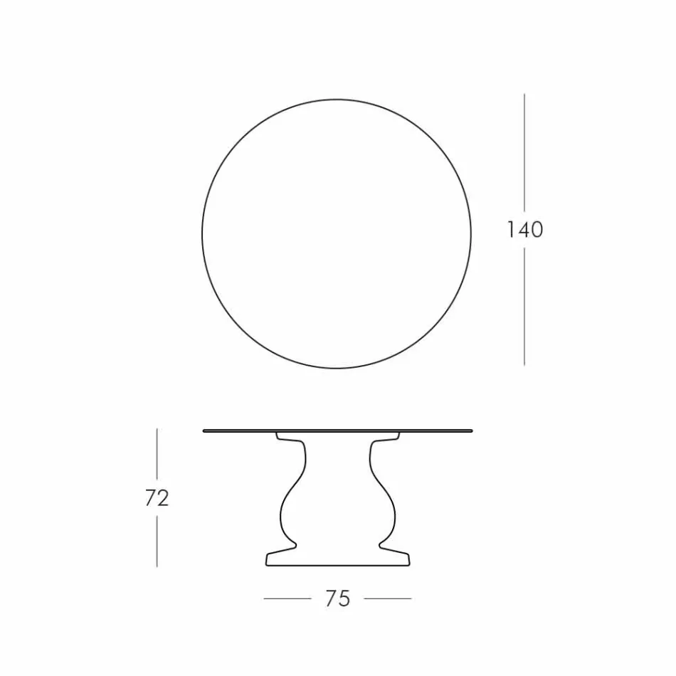 Tavolo Rotondo Design Classico,Ø140 e piano HPL - Ottocento by Slide Viadurini