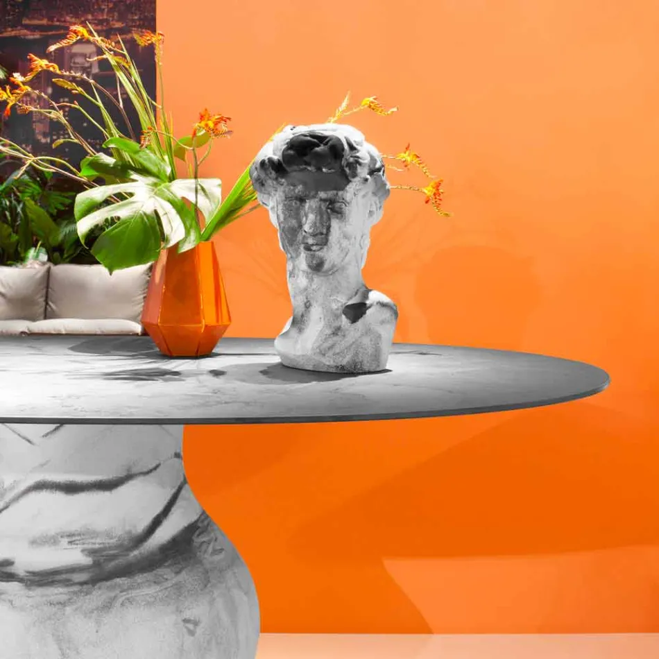 Tavolo Rotondo Design Classico,Ø140 e piano HPL - Ottocento by Slide Viadurini