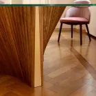 Tavolo Rotondo di Design in Vetro e Frassino Oliato Made in Italy - Madame Viadurini