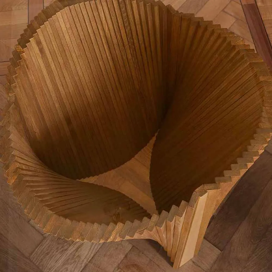 Tavolo Rotondo di Design in Vetro e Frassino Oliato Made in Italy - Madame Viadurini