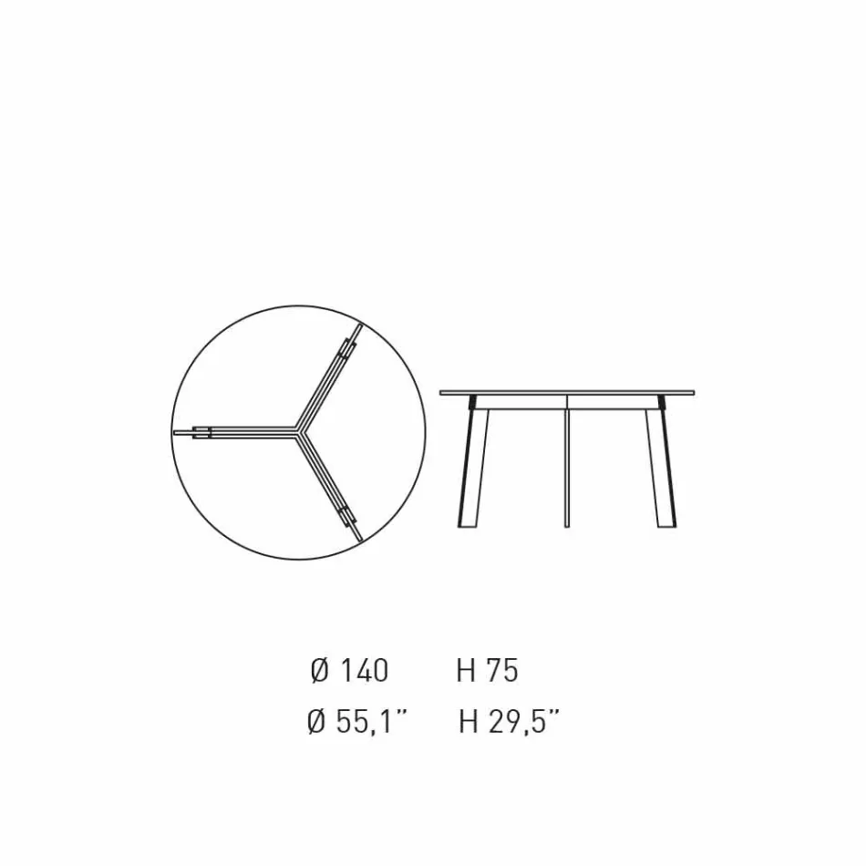 Tavolo Rotondo di Design Moderno in Acciaio e MDF Laccato Colorato - Aronte Viadurini
