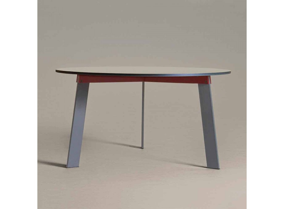 Tavolo Rotondo di Design Moderno in Acciaio e MDF Laccato Colorato - Aronte Viadurini