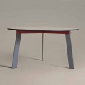 Tavolo Rotondo di Design Moderno in Acciaio e MDF Laccato Colorato - Aronte