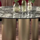 Tavolo Rotondo Fisso con Piano in Ceramica Made in Italy - Forbice  Viadurini