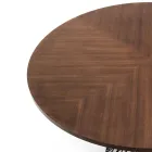 Tavolo Rotondo in Metallo e MDF Impiallacciato - Lantanio Viadurini