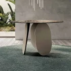 Tavolo Rotondo in Vetro Martellato Retroargentato Made in Italy - Almo Viadurini